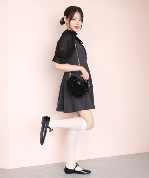one after another NICE CLAUP(ワンアフターアナザーナイスクラップ)の「【plume】リボンブラウスセット/ミニキャミワンピース/dress collection(ドレス・レディース・ピンク系その他/グレー・FREE)」の7枚目の写真