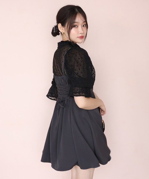 one after another NICE CLAUP(ワンアフターアナザーナイスクラップ)の「【plume】リボンブラウスセット/ミニキャミワンピース/dress collection(ドレス・レディース・ピンク系その他/グレー・FREE)」の5枚目の写真