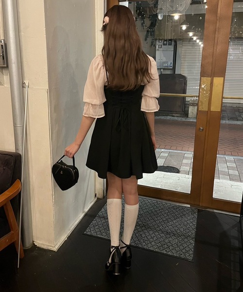 one after another NICE CLAUP(ワンアフターアナザーナイスクラップ)の「【plume】リボンブラウスセット/ミニキャミワンピース/dress collection(ドレス・レディース・ピンク系その他/グレー・FREE)」の17枚目の写真