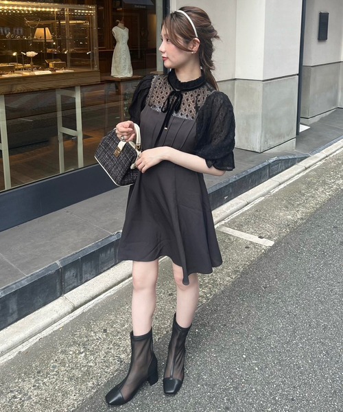 one after another NICE CLAUP(ワンアフターアナザーナイスクラップ)の「【plume】リボンブラウスセット/ミニキャミワンピース/dress collection(ドレス・レディース・ピンク系その他/グレー・FREE)」の12枚目の写真