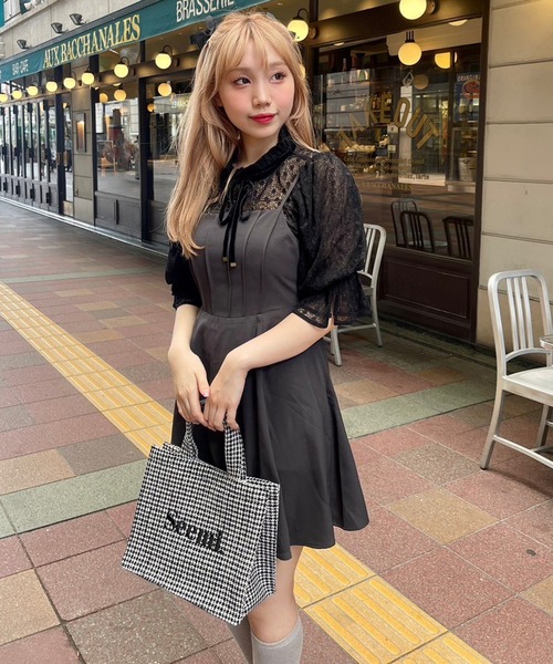 one after another NICE CLAUP(ワンアフターアナザーナイスクラップ)の「【plume】リボンブラウスセット/ミニキャミワンピース/dress collection(ドレス・レディース・ピンク系その他/グレー・FREE)」の14枚目の写真