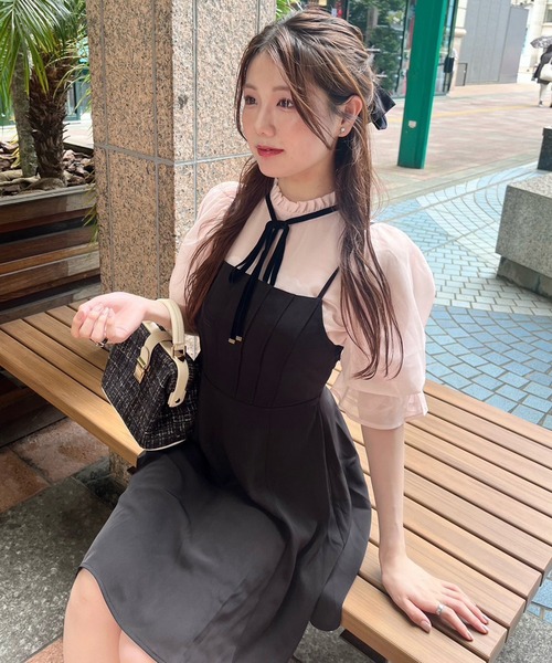 one after another NICE CLAUP(ワンアフターアナザーナイスクラップ)の「【plume】リボンブラウスセット/ミニキャミワンピース/dress collection(ドレス・レディース・ピンク系その他/グレー・FREE)」の22枚目の写真
