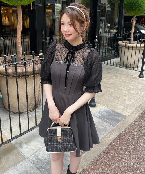 one after another NICE CLAUP(ワンアフターアナザーナイスクラップ)の「【plume】リボンブラウスセット/ミニキャミワンピース/dress collection(ドレス・レディース・ピンク系その他/グレー・FREE)」の11枚目の写真