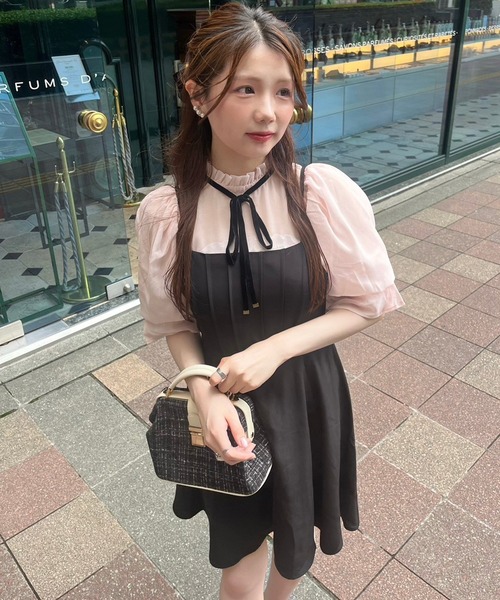 one after another NICE CLAUP(ワンアフターアナザーナイスクラップ)の「【plume】リボンブラウスセット/ミニキャミワンピース/dress collection(ドレス・レディース・ピンク系その他/グレー・FREE)」の21枚目の写真