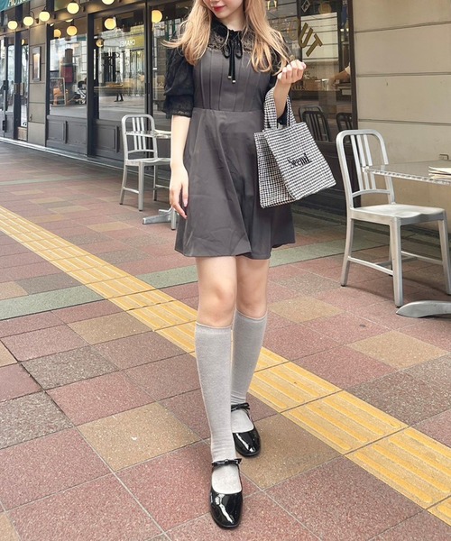one after another NICE CLAUP(ワンアフターアナザーナイスクラップ)の「【plume】リボンブラウスセット/ミニキャミワンピース/dress collection(ドレス・レディース・ピンク系その他/グレー・FREE)」の15枚目の写真