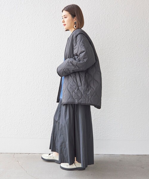 WILD THINGS（ワイルドシングス）の「【SHIPS別注】WILD THINGS:〈撥水/手洗い可能〉2WAY キルティングコート ◇（ダウンジャケット/コート・レディース・ブラック/ベージュ・ONE SIZE）」の19枚目の写真