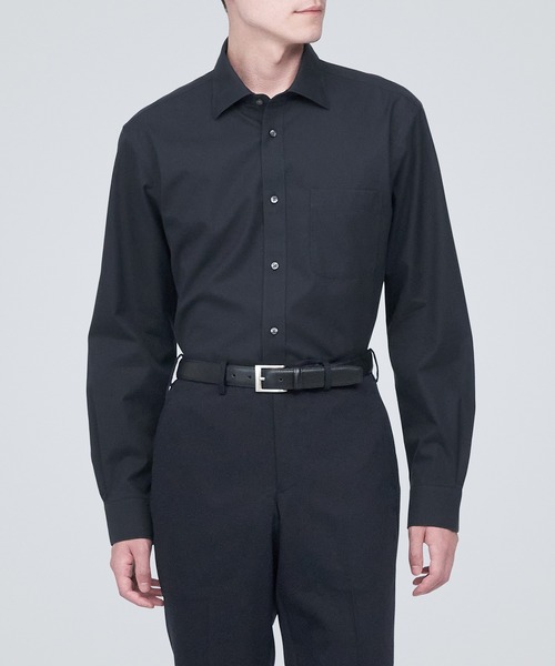 T/Cワーク ノンアイロン長袖シャツ ブラック XXL ワークシャツ 長袖 メンズ 大きいサイズ | M~XL 全4色 無地