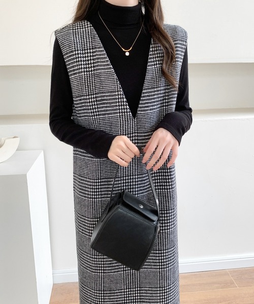 ABITOKYO（アビトーキョー）の「サイドスリットチェック柄Vネックジャンパースカート（ジャンパースカート・レディース・ブラック系その他/グレー系その他/グレー系その他2・M/L）」の19枚目の写真