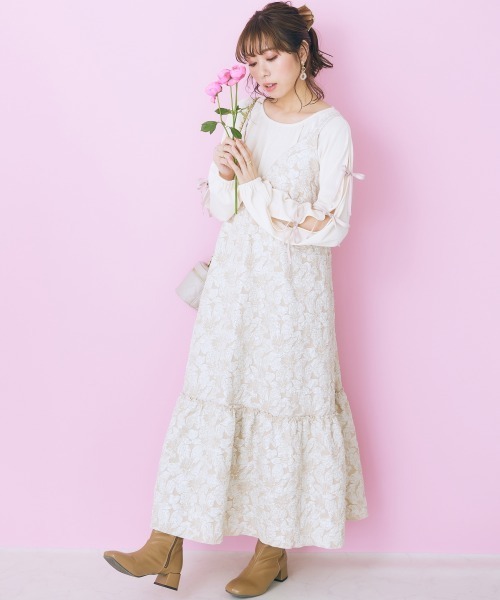 大きいサイズ＞ クロップド丈スリットリボントップス marun（T