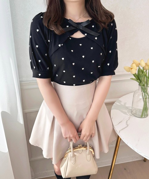 apres jour（アプレジュール）の「ハートドット胸開きトップス【ZOZOTOWN限定アイテム】（Tシャツ/カットソー・レディース・ピンク系その他/ホワイト系その他/ブラック系その他・X-LARGE/フリー）」の14枚目の写真