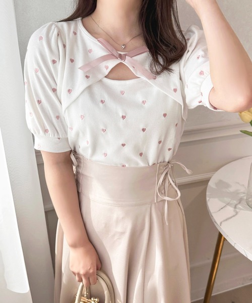 apres jour（アプレジュール）の「ハートドット胸開きトップス【ZOZOTOWN限定アイテム】（Tシャツ/カットソー・レディース・ピンク系その他/ホワイト系その他/ブラック系その他・X-LARGE/フリー）」の21枚目の写真