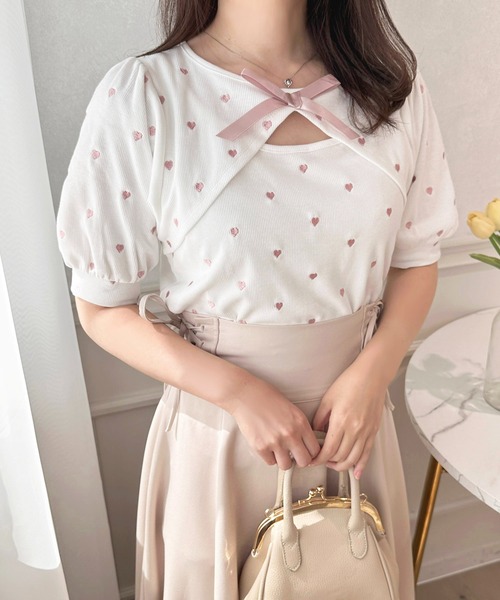 apres jour（アプレジュール）の「ハートドット胸開きトップス【ZOZOTOWN限定アイテム】（Tシャツ/カットソー・レディース・ピンク系その他/ホワイト系その他/ブラック系その他・X-LARGE/フリー）」の22枚目の写真