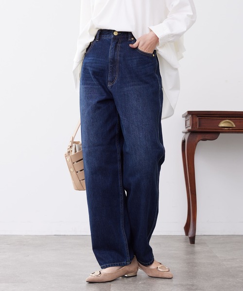 Chez toi(シェトワ)の「セミカーブデニム(デニムパンツ・レディース・インディゴブルー/サックスブルー・SMALL/MEDIUM)」の4枚目の写真