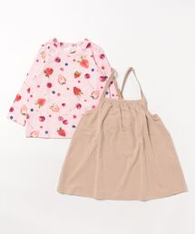 HAKKA BABY | [ベビー]フローティングフラワー／ベリーチェリープリントTシャツ＆ジャンパースカートセット(ジャンパースカート)