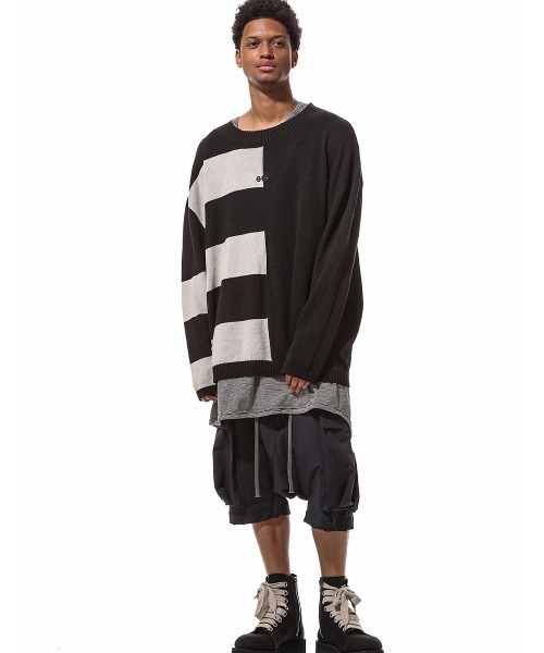 ROYAL FLASH（ロイヤルフラッシュ）の「A.F ARTEFACT/エーエフ・アーティファクト/Stripes Combi Knit Top（ニット/セーター・メンズ・グレー/ブラック・2/3）」の12枚目の写真