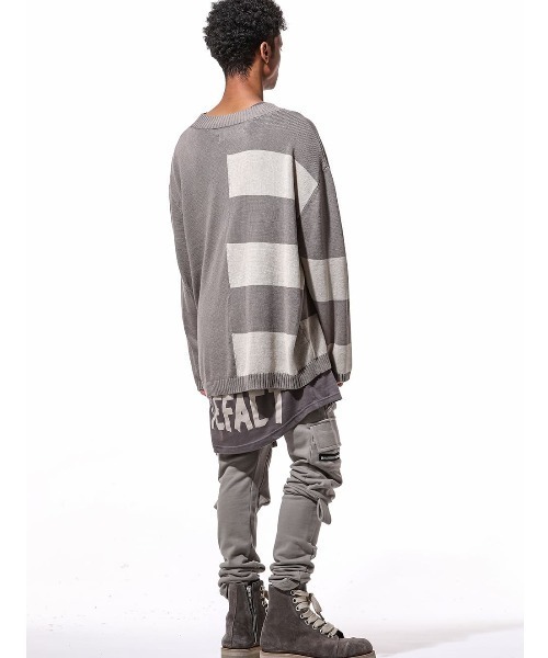 ROYAL FLASH（ロイヤルフラッシュ）の「A.F ARTEFACT/エーエフ・アーティファクト/Stripes Combi Knit Top（ニット/セーター・メンズ・グレー/ブラック・2/3）」の17枚目の写真