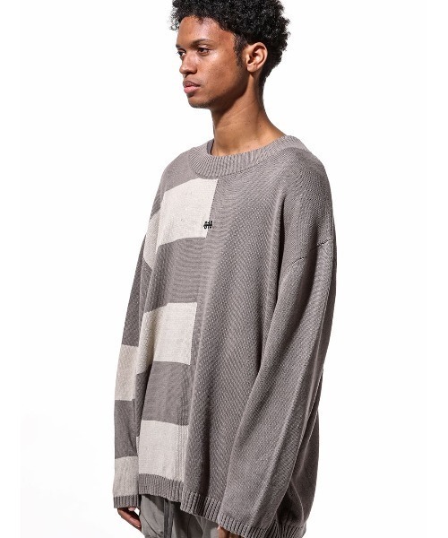 ROYAL FLASH（ロイヤルフラッシュ）の「A.F ARTEFACT/エーエフ・アーティファクト/Stripes Combi Knit Top（ニット/セーター・メンズ・グレー/ブラック・2/3）」の11枚目の写真