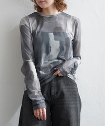 notch. | 水彩チュールクルーネックT(Tシャツ/カットソー)