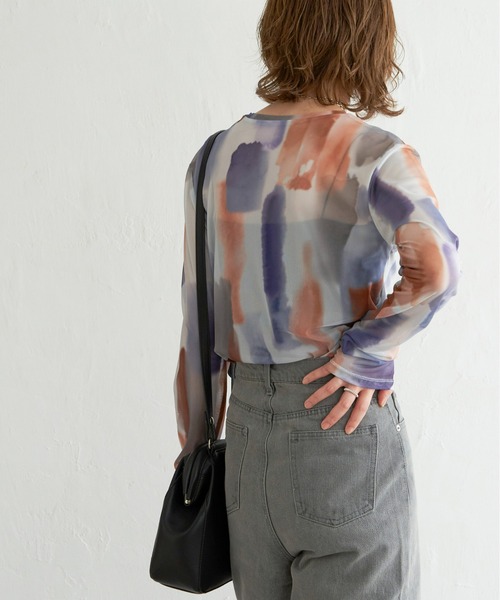 notch.（ノッチ）の「水彩チュールクルーネックT（Tシャツ/カットソー・レディース・ベージュ/オフホワイト/ホワイト/ライトグレー/ベージュ系その他/グレー・M）」の8枚目の写真