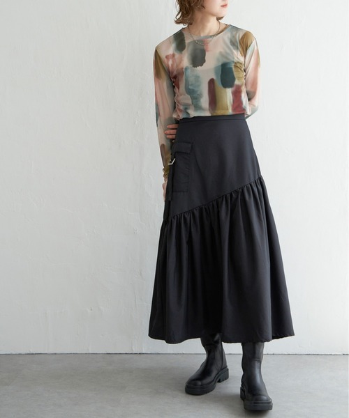 notch.（ノッチ）の「水彩チュールクルーネックT（Tシャツ/カットソー・レディース・ベージュ/オフホワイト/ホワイト/ライトグレー/ベージュ系その他/グレー・M）」の12枚目の写真