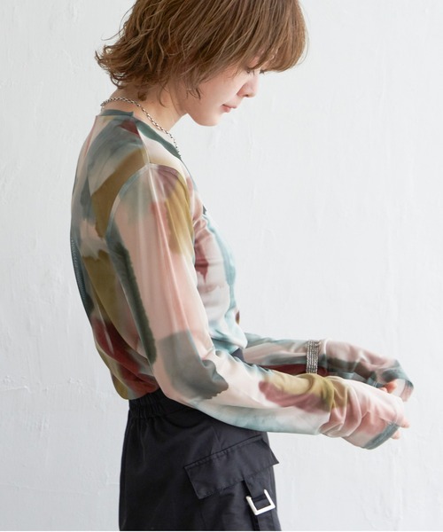 notch.（ノッチ）の「水彩チュールクルーネックT（Tシャツ/カットソー・レディース・ベージュ/オフホワイト/ホワイト/ライトグレー/ベージュ系その他/グレー・M）」の15枚目の写真