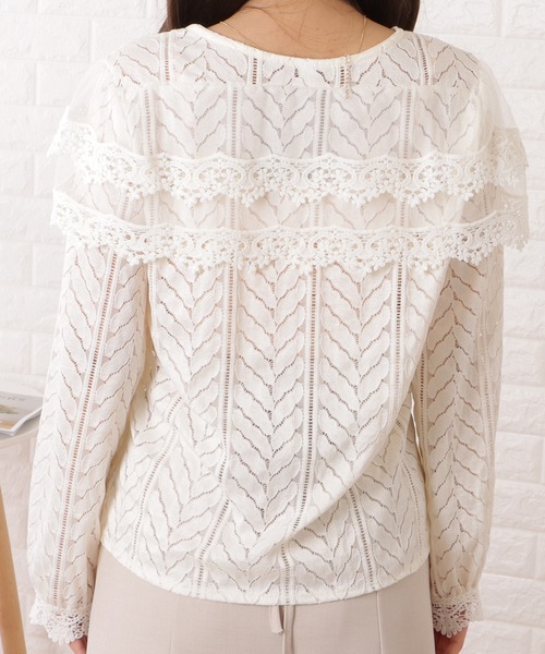 Lace Ladies(レースレディース)の「Vネックレース付きフレンチシックトップス(シャツ/ブラウス・レディース・アイボリー・L/S/M/XL)」の18枚目の写真