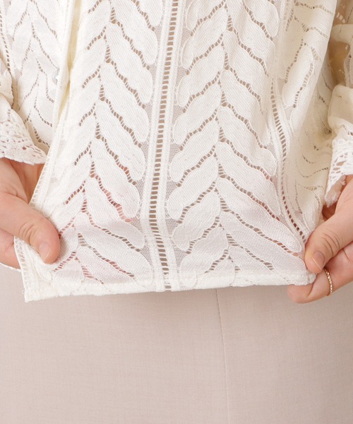 Lace Ladies(レースレディース)の「Vネックレース付きフレンチシックトップス(シャツ/ブラウス・レディース・アイボリー・L/S/M/XL)」の6枚目の写真