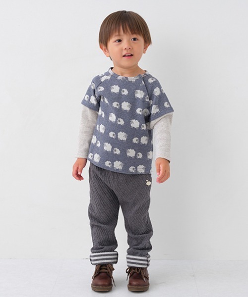 sense of wonder（センスオブワンダー）の「オーガニック接結裏ボーダーパンツ（スウェットパンツ・キッズ・チャコール/ピンク・100cm/110cm/80ｃｍ/90cm）」の2枚目の写真