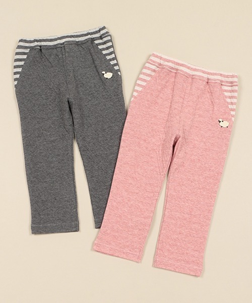 sense of wonder（センスオブワンダー）の「オーガニック接結裏ボーダーパンツ（スウェットパンツ・キッズ・チャコール/ピンク・100cm/110cm/80ｃｍ/90cm）」の3枚目の写真