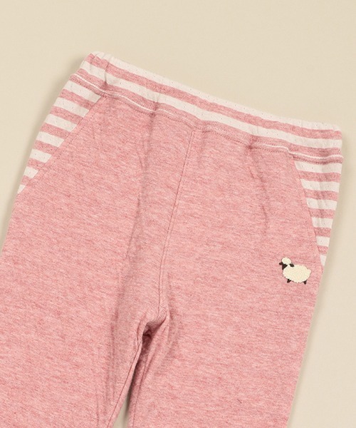 sense of wonder（センスオブワンダー）の「オーガニック接結裏ボーダーパンツ（スウェットパンツ・キッズ・チャコール/ピンク・100cm/110cm/80ｃｍ/90cm）」の5枚目の写真