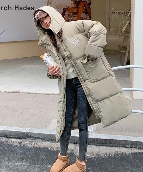 gossip!ロサンゼルス(ゴシップロサンゼルス)の「キルティング中綿ロングコート(ダウンジャケット/コート・レディース・カーキ/ブラック・FREE)」の12枚目の写真