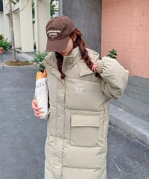 gossip!ロサンゼルス(ゴシップロサンゼルス)の「キルティング中綿ロングコート(ダウンジャケット/コート・レディース・カーキ/ブラック・FREE)」の4枚目の写真