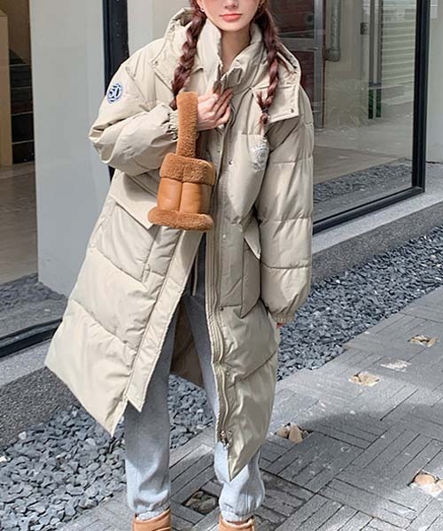 gossip!ロサンゼルス(ゴシップロサンゼルス)の「キルティング中綿ロングコート(ダウンジャケット/コート・レディース・カーキ/ブラック・FREE)」の10枚目の写真