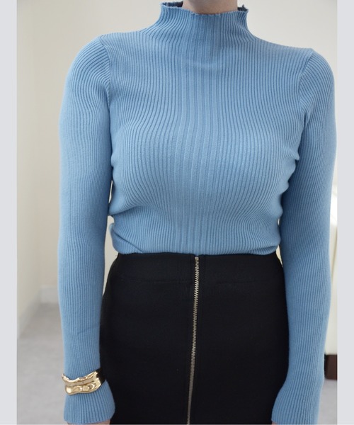 ibeul_（イベール）の「デザインリブハイネックニットトップス（ニット/セーター・レディース・ブラック/ブルー/ブラウン/グレー/ホワイト・FREE）」の5枚目の写真