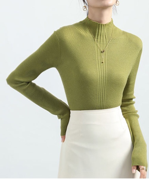 ibeul_（イベール）の「デザインリブハイネックニットトップス（ニット/セーター・レディース・ブラック/ブルー/ブラウン/グレー/ホワイト・FREE）」の8枚目の写真