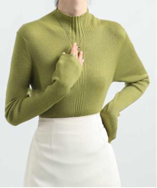 ibeul_（イベール）の「デザインリブハイネックニットトップス（ニット/セーター・レディース・ブラック/ブルー/ブラウン/グレー/ホワイト・FREE）」の9枚目の写真