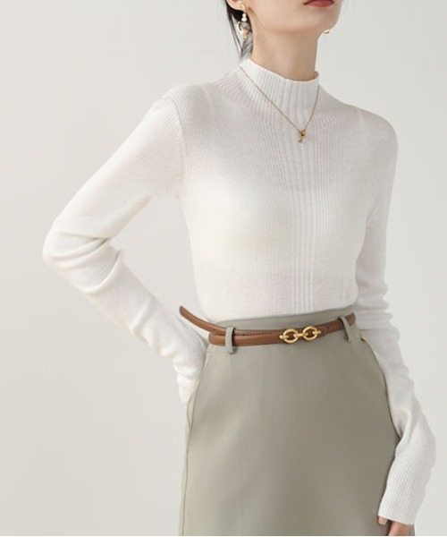 ibeul_（イベール）の「デザインリブハイネックニットトップス（ニット/セーター・レディース・ブラック/ブルー/ブラウン/グレー/ホワイト・FREE）」の13枚目の写真