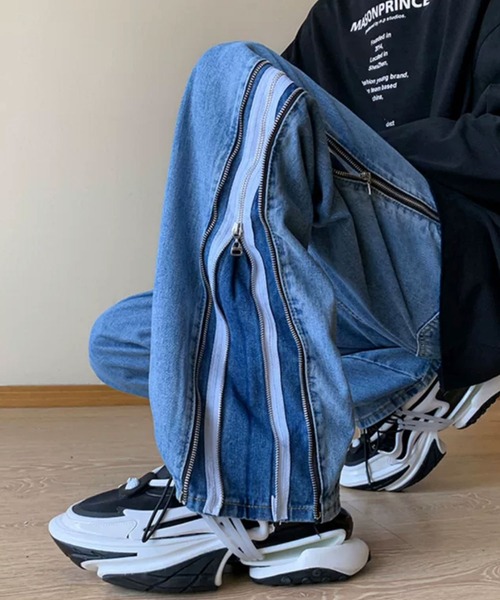 Theater code(シアターコード)の「▲side zipper denim pant/サイドジップ デニムパンツ ワイド フレア(デニムパンツ・メンズ・ブルー/ブラック・3/2)」の17枚目の写真