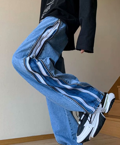 Theater code(シアターコード)の「▲side zipper denim pant/サイドジップ デニムパンツ ワイド フレア(デニムパンツ・メンズ・ブルー/ブラック・3/2)」の20枚目の写真