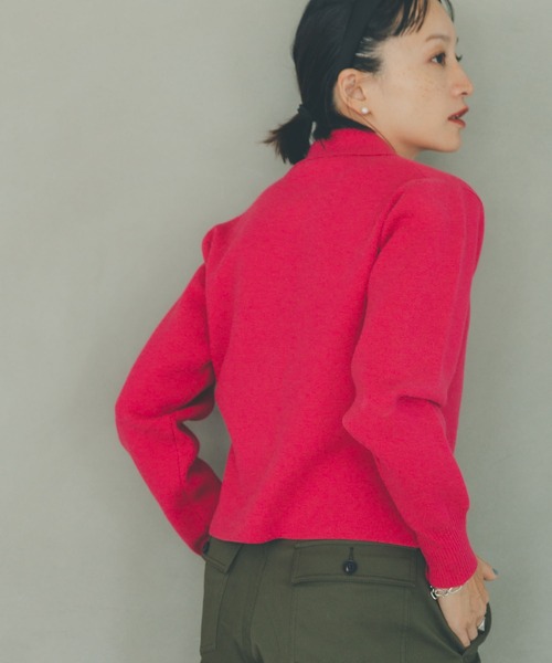oblekt（オブレクト）の「衿つきニットカーデ（ニット/セーター・レディース・ピンク/ブラック・FREE）」の7枚目の写真