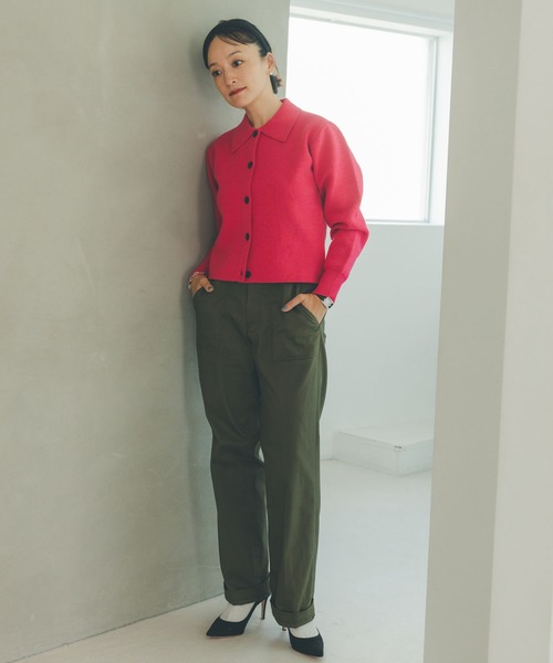 oblekt（オブレクト）の「衿つきニットカーデ（ニット/セーター・レディース・ピンク/ブラック・FREE）」の5枚目の写真