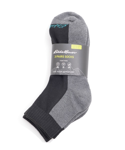 Eddie Bauer（エディーバウアー）の「3P クォーター ソックス（ソックス/靴下・メンズ・ホワイト/グレー/ブラック・26-28cm/23-25cm）」の9枚目の写真