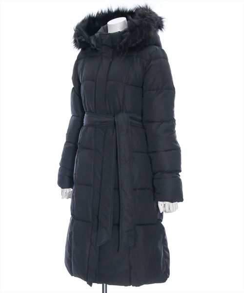 clear（クリア）の「ベルト付きロング丈中綿ダウン（ダウンジャケット/コート・レディース・アイボリー/ブラック・F）」の3枚目の写真