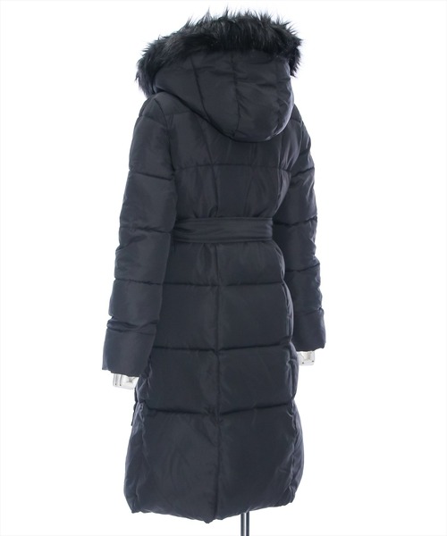 clear（クリア）の「ベルト付きロング丈中綿ダウン（ダウンジャケット/コート・レディース・アイボリー/ブラック・F）」の5枚目の写真