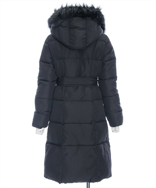 clear（クリア）の「ベルト付きロング丈中綿ダウン（ダウンジャケット/コート・レディース・アイボリー/ブラック・F）」の6枚目の写真