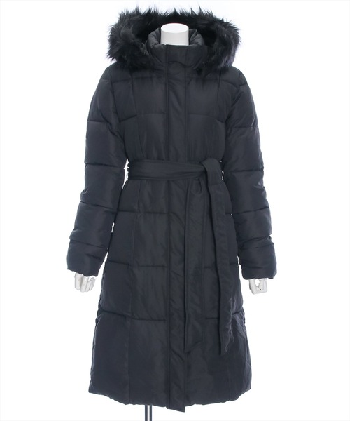 clear（クリア）の「ベルト付きロング丈中綿ダウン（ダウンジャケット/コート・レディース・アイボリー/ブラック・F）」の20枚目の写真