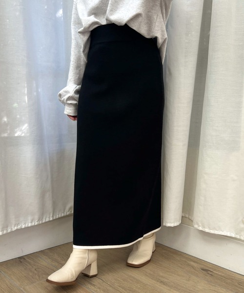 Olu.（オルドット）の「バイカラーニットスカート（スカート