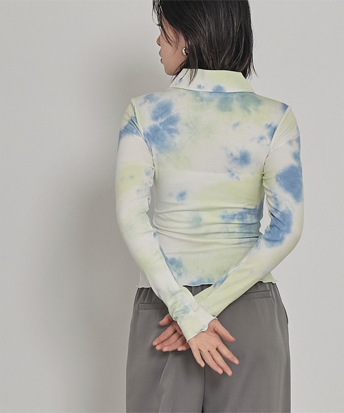 セール】フロントボタンムラ染めリブトップス（Tシャツ/カットソー