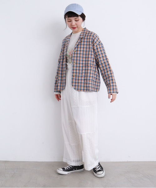 l'atelier du savon（アトリエドサボン）の「●ちいさい春のカラフルチェック　ジャケット（テーラードジャケット・レディース・ブルー/ピンク・FREE）」の17枚目の写真