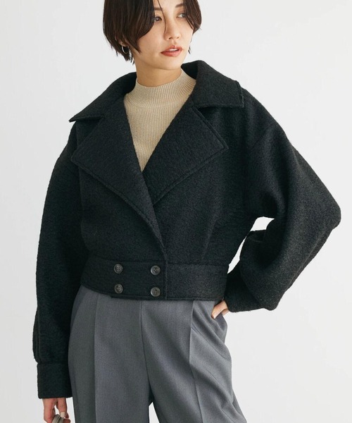 ELENCARE DUE(エレンカーレデュエ)の「・ELENCARE DUE ブークレショートジャケット(その他アウター・レディース・ブラック/モカ・FREE)」の2枚目の写真